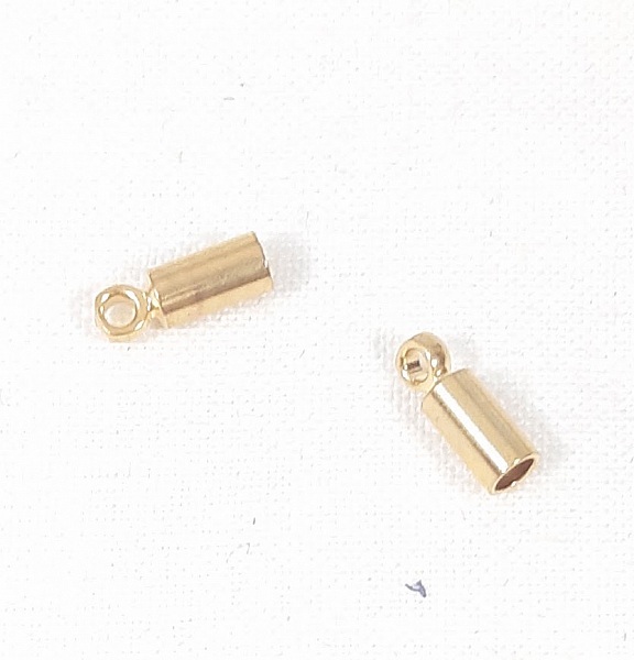 Appr&ecirc;ts bijoux: 2 embouts dor&eacute;s cordon rond 2mm