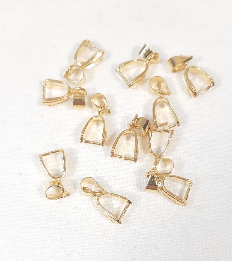 Appr&ecirc;ts bijoux: lot de 10 b&eacute;li&egrave;res ou attache pendentif m&eacute;tal dor&eacute;