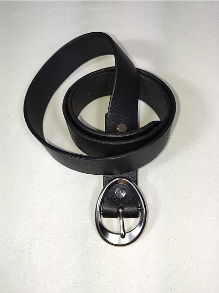 Ceinture cuir noir boucle ovale