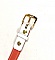 Ceinture pour Elle, en cuir orange et blanc, boucle m&eacute;tal dor&eacute;.