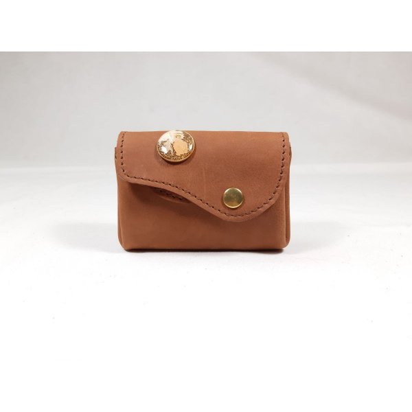 Porte-monnaie r&eacute;tro cuir ch&egrave;vre imprim&eacute; coloris havane