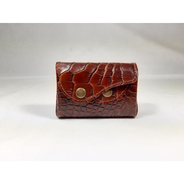 Portamonete retr&ograve; in pelle bovina stampata.