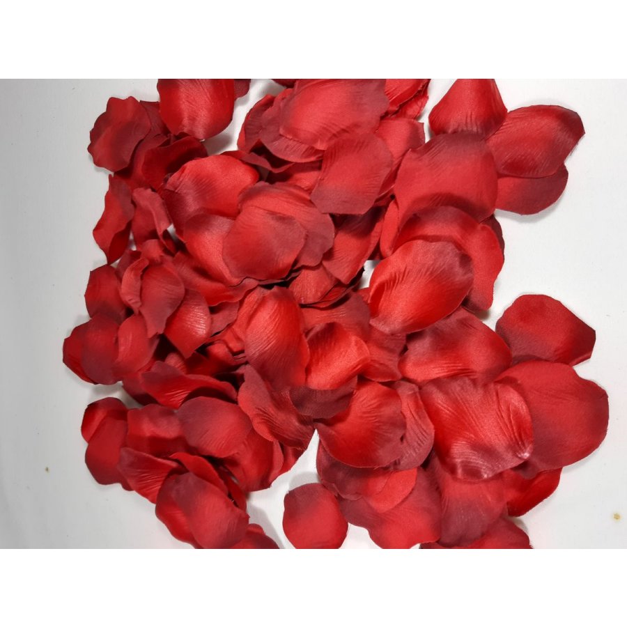 Petali di rosa in tessuto cloris fiammato rosso