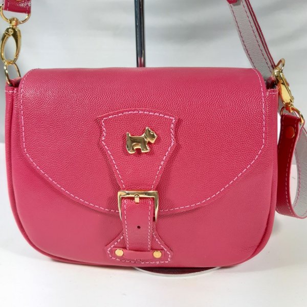 Borsa in pelle di vacchetta granulata rosa fucsia