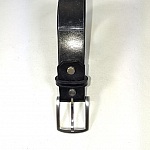 Ceinture cuir noir  boucle m&eacute;tal bross&eacute;