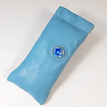 Etui cuir bleu ciel pour lunettes de vue ou de soleil